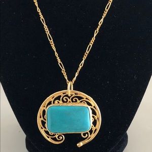 Turquois 22k gold plate necklace
